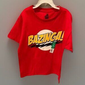 Boys Large Bazinga Big Bang Red 10/12 T-shirt Tee NEW